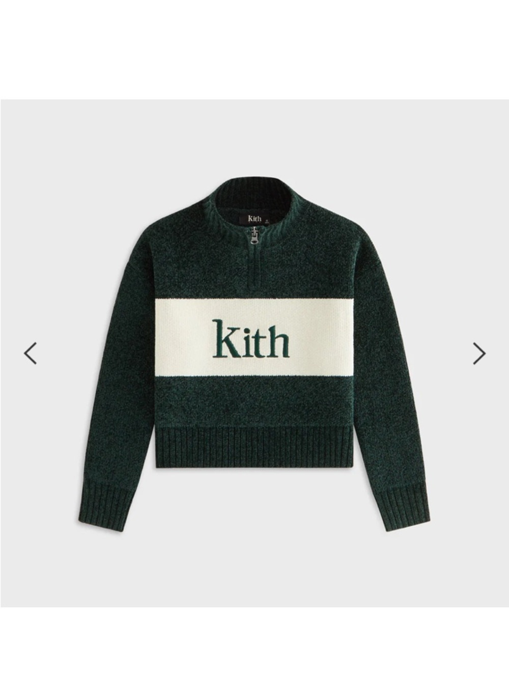 Kith Kids Forest Green & Cream Logo Quarter-Zip Pullover